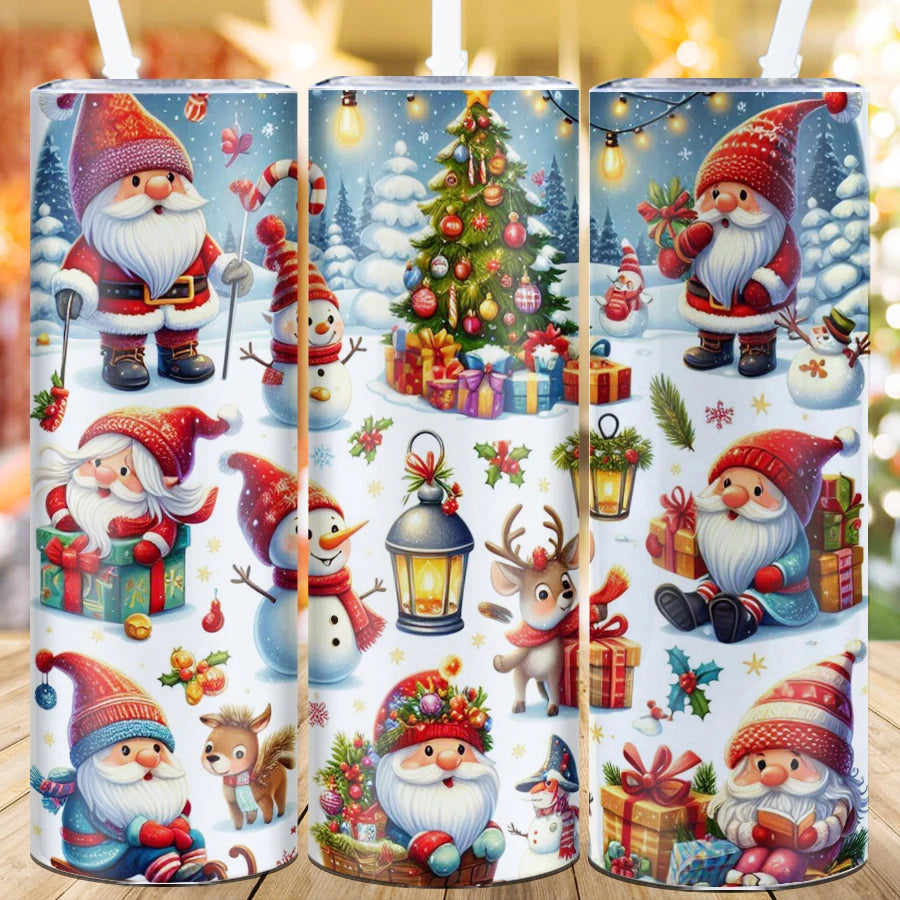 1pc 3d Printed Christmas Gnomes 20oz Stainless Steel Heat Cold Insulation Straight Water Bottle Straight Cup Christmas Gifts Cup