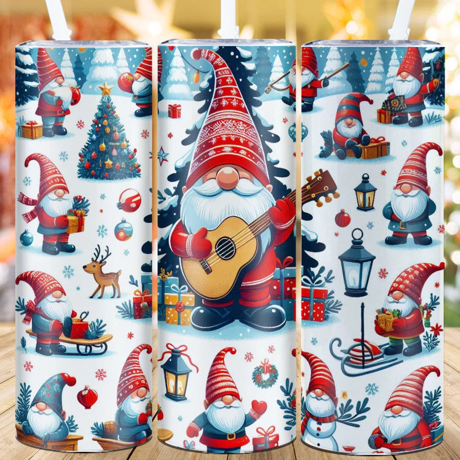 1pc 3d Printed Christmas Gnomes 20oz Stainless Steel Heat Cold Insulation Straight Water Bottle Straight Cup Christmas Gifts Cup