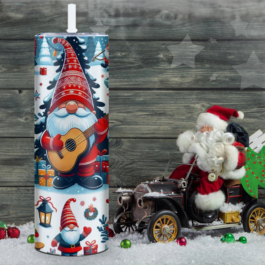 1pc 3d Printed Christmas Gnomes 20oz Stainless Steel Heat Cold Insulation Straight Water Bottle Straight Cup Christmas Gifts Cup