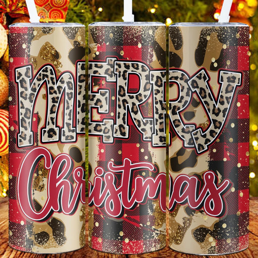 1pc,20oz Skinny Merry Christmas Tumbler With Lid Stainless Steel Insulation Straight Water Bottle Straight Cup Christmas Gifts