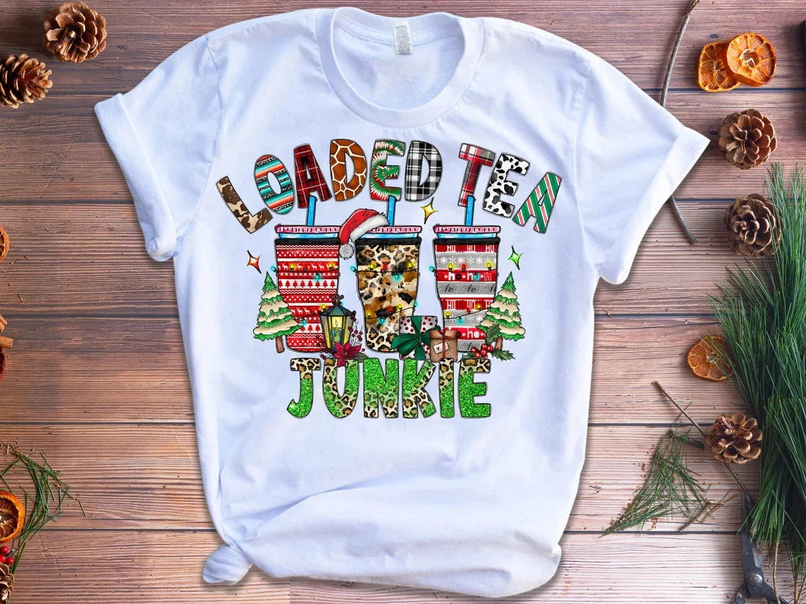 Loaded Tea Junkie Christmas Graphic Tee