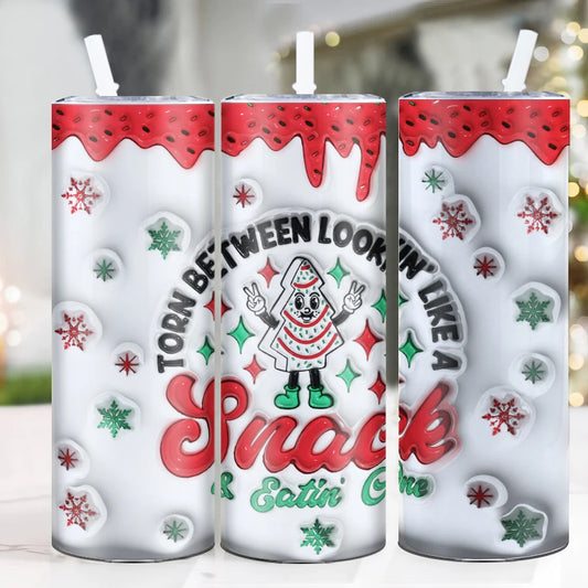 1Pc Skinny Straight Tumbler Straw Lid 20oz Stainless Hot Cold Insulated Cup 3D Print Christmas Party Birthday Gift family Decor