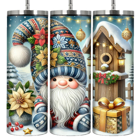 20oz Water Bottle Straw Lid 1Pc Stainless Steel Large Capacity Straight Tumblers Christmas Print 3D Santa Claus Home Party Decor