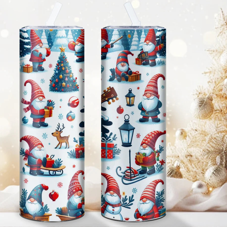 1pc 3d Printed Christmas Gnomes 20oz Stainless Steel Heat Cold Insulation Straight Water Bottle Straight Cup Christmas Gifts Cup